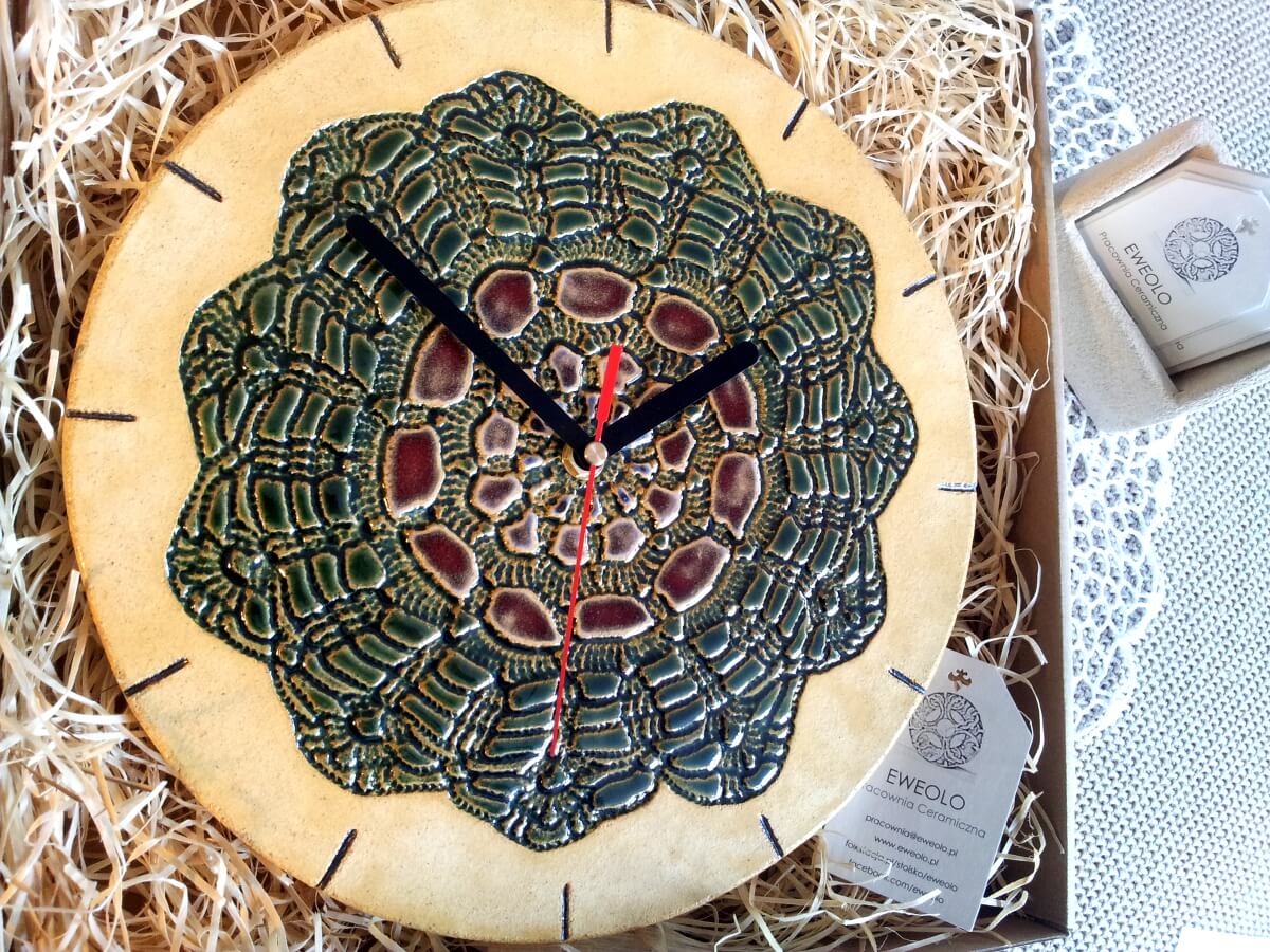 glinany zielony zegar 