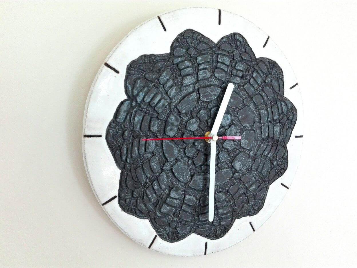 zegar ścienny czarna koronka ludowy