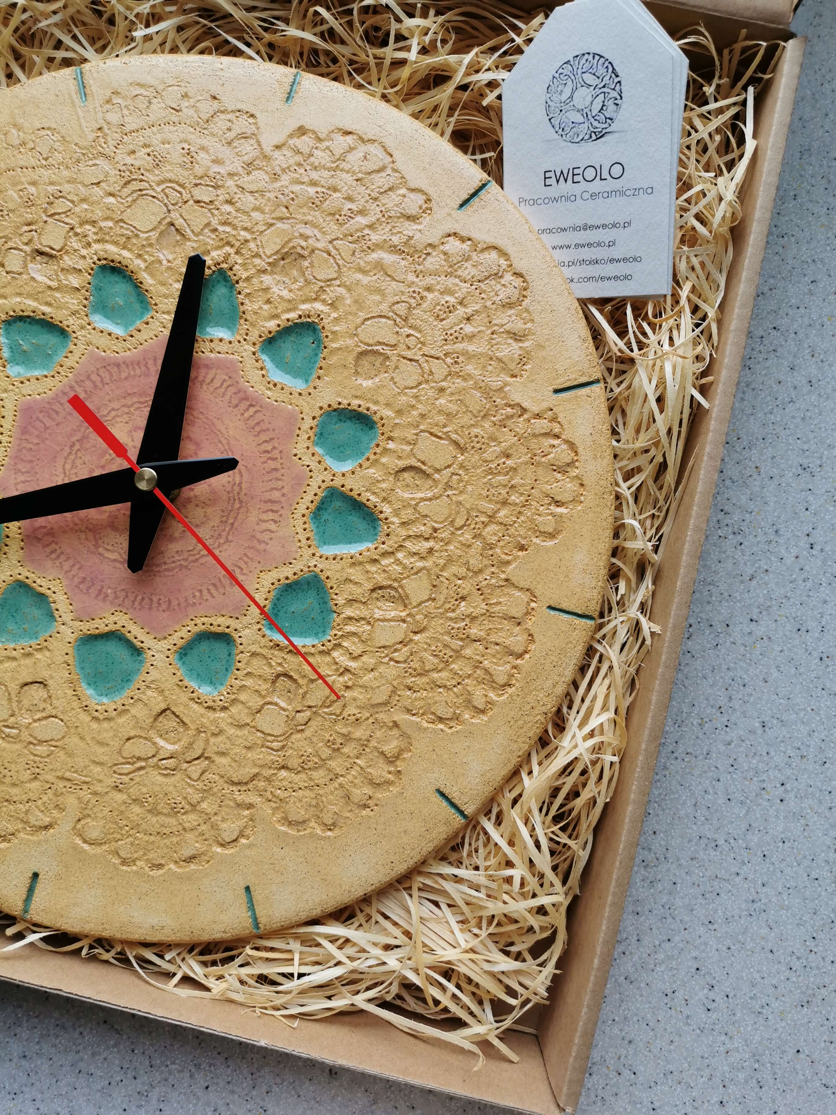 Eweolo Zegar rękodzieło jasny wiejski styl