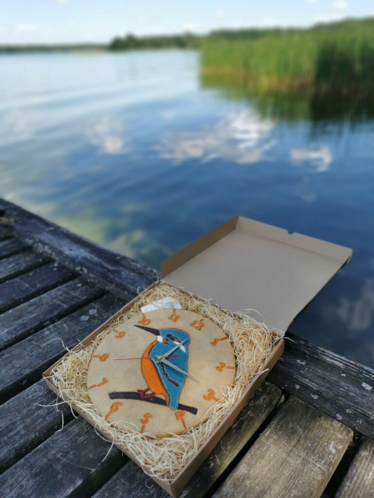 zegar zimorodek nad jeziorem